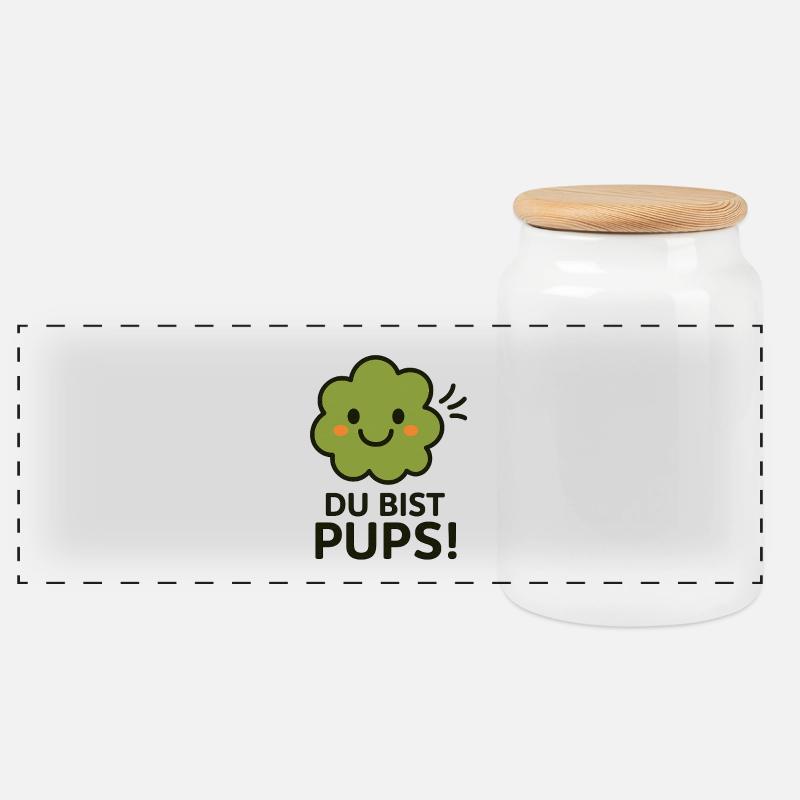 pups - Panorama Keksdose mit Holzdeckel - Weiß