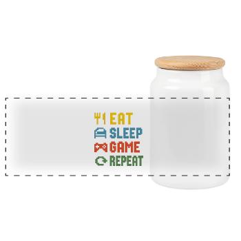 Manger dormir jeu Répéter - Boîte à biscuits avec couvercle en bois - blanc - Devant