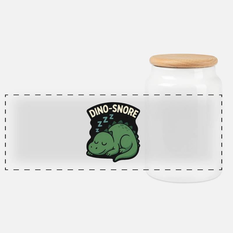 Dino Snore Schlaf-Dino - Panorama Keksdose mit Holzdeckel - Weiß