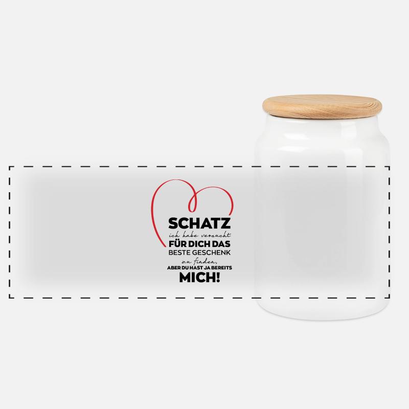 Schatz lustiges Geschenk - Panorama Keksdose mit Holzdeckel - Weiß