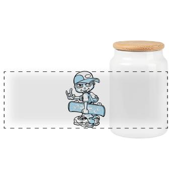 Skater boy flex - Panorama Keksdose mit Holzdeckel - Weiß - Vorne