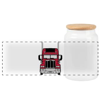 LKW Fahrer,LKW ,Trucker Fun US Truck , USA (25) - Panorama Keksdose mit Holzdeckel - Weiß - Vorne