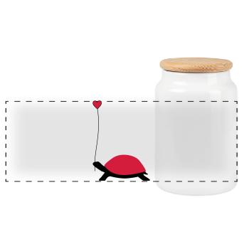 Turtle with heart balloon - Panoramic Cookie Jar with Wooden Lid - white - Front