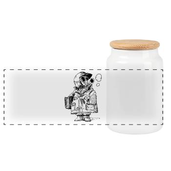TORI AKIRA TORIYAMA - Panoramic Cookie Jar with Wooden Lid - white - Front