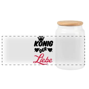 König der Liebe Paar Valentinstag Geschenk - Panorama Keksdose mit Holzdeckel - Weiß - Vorne