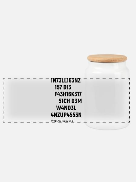 Leetspeak Intelligenz Spruch für Nerds und Hacker - Panorama Keksdose mit Holzdeckel - Weiß