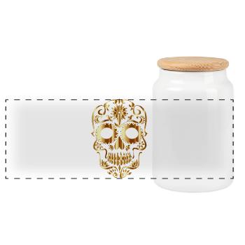Skull - Panoramic Cookie Jar with Wooden Lid - white - Front
