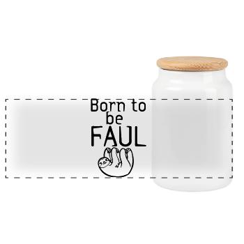 Born to be faul Faultier Spruch lustig Geschenk - Panorama Keksdose mit Holzdeckel - Weiß - Vorne