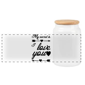 Secret Love Liebe, Sprüche, Geschenke, Shirts - Panoramic Cookie Jar with Wooden Lid - white - Front