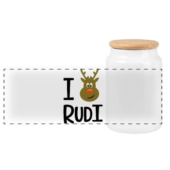 Rudolph - Boîte à biscuits avec couvercle en bois - blanc - Devant