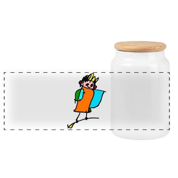 petite sorcière sur le balai - Boîte à biscuits avec couvercle en bois - blanc - Devant