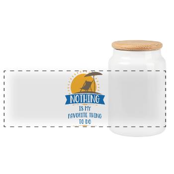 Favorite activity beach: Nothing - Panoramic Cookie Jar with Wooden Lid - white - Front
