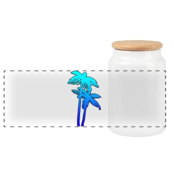 PALMS - Panoramic Cookie Jar with Wooden Lid - white - Front