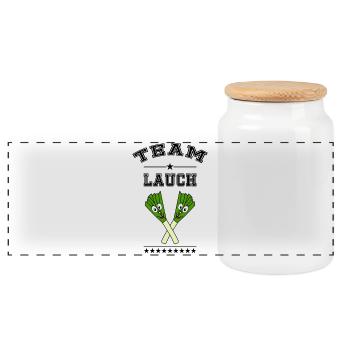 Team Lauch - Panorama Keksdose mit Holzdeckel - Weiß - Vorne