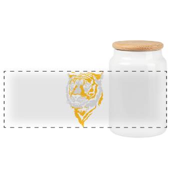 Tiger, Tigre - Panoramic Cookie Jar with Wooden Lid - white - Front
