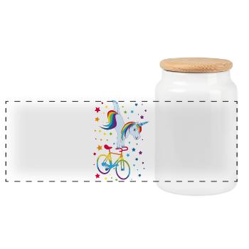 Artistic Cycling, Artistic Cycling, Indoor Cycling, Unicorn - Panoramic Cookie Jar with Wooden Lid - white - Front