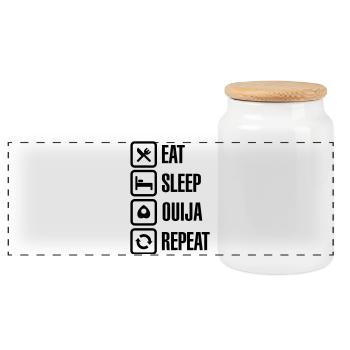 Mangez sommeil Ouija repeat - esprit Ouija board ghost - Boîte à biscuits avec couvercle en bois - blanc - Devant