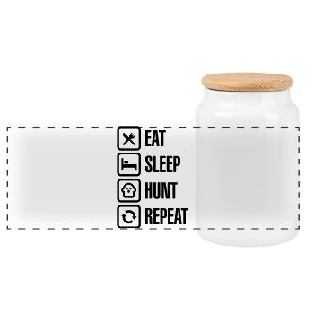 Eat sleep ghost hunt / hunting repeat ghosthunter - Panoramic Cookie Jar with Wooden Lid - white - Front