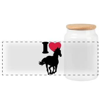 I love horses - J'adore les chevaux - Boîte à biscuits avec couvercle en bois - blanc - Devant