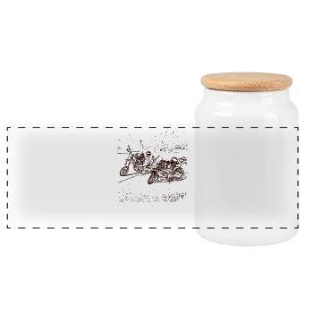 Abstract motorcycle design - Panoramic Cookie Jar with Wooden Lid - white - Front