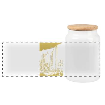 Goldene Stadtsilhouette Nacht - Panorama Keksdose mit Holzdeckel - Weiß - Vorne