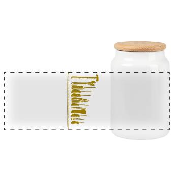 tool - Panoramic Cookie Jar with Wooden Lid - white - Front
