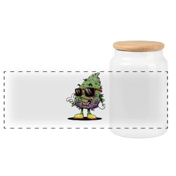 Drôle de cannabis - Boîte à biscuits avec couvercle en bois - blanc - Devant