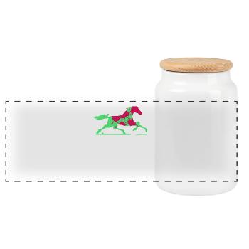 Colorful Horse - Panoramic Cookie Jar with Wooden Lid - white - Front