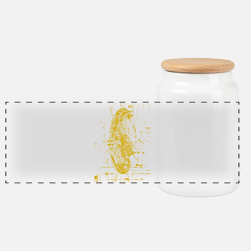 Gelbe Silhouette Abstract - Panorama Keksdose mit Holzdeckel - Weiß