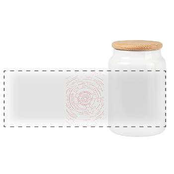 Zirkel der Zukunft – Pinkes Tech Muster - Panorama Keksdose mit Holzdeckel - Weiß - Vorne