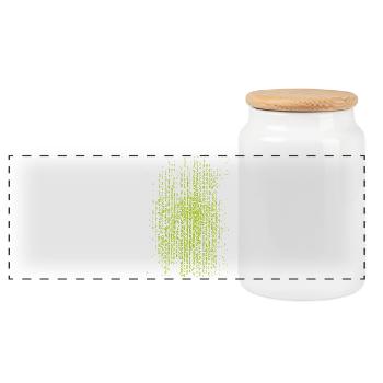Matrix Neon Binärcode Druck auf Textilien - Panorama Keksdose mit Holzdeckel - Weiß - Vorne