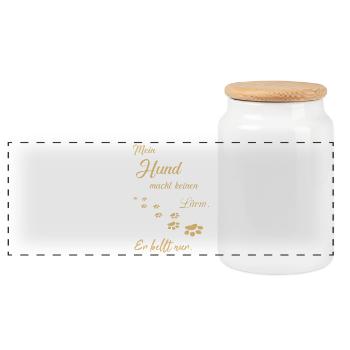 Dogs dog talk - Panoramic Cookie Jar with Wooden Lid - white - Front
