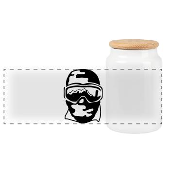 Masque de ski - Boîte à biscuits avec couvercle en bois - blanc - Devant