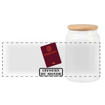 Citoyen du monde - Boîte à biscuits avec couvercle en bois - blanc - Devant