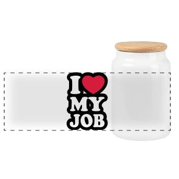 I love my job - J'aime mon travail - Boîte à biscuits avec couvercle en bois - blanc - Devant