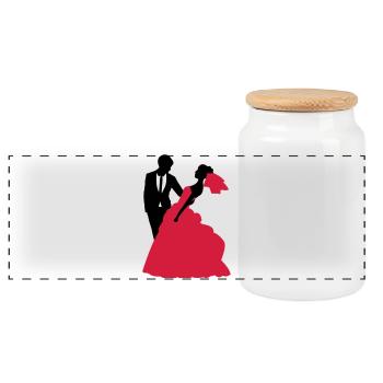 Mariage, Mariée, Le marié - Boîte à biscuits avec couvercle en bois - blanc - Devant