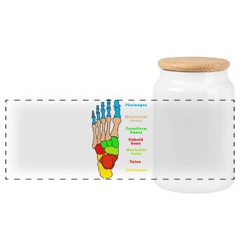 Foot Anatomy Bone Skeleton Physiotherapy - Panoramic Cookie Jar with Wooden Lid - white - Front