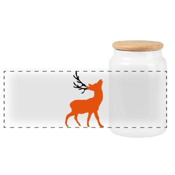 deer - Panoramic Cookie Jar with Wooden Lid - white - Front