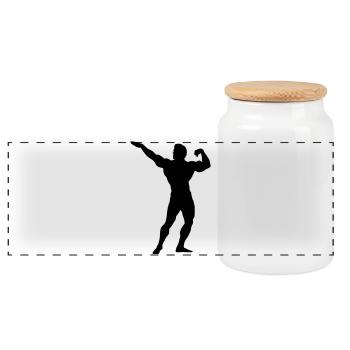 Bodybuilding - Boîte à biscuits avec couvercle en bois - blanc - Devant