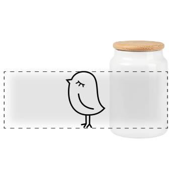 Spatz Vogel – Piepmatz Küken Tweet Vögelchen - Panorama Keksdose mit Holzdeckel - Weiß - Vorne