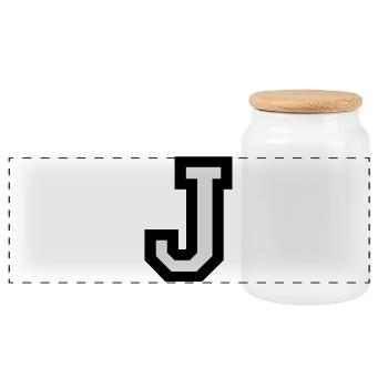 Buchstabe J - Panorama Keksdose mit Holzdeckel - Weiß - Vorne