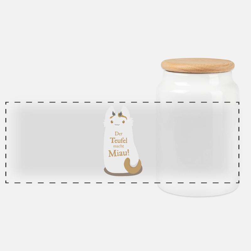 Miau - Panorama Keksdose mit Holzdeckel - Weiß