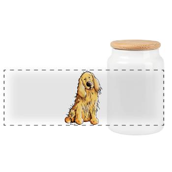 Heureux Cocker Spaniel - Boîte à biscuits avec couvercle en bois - blanc - Devant