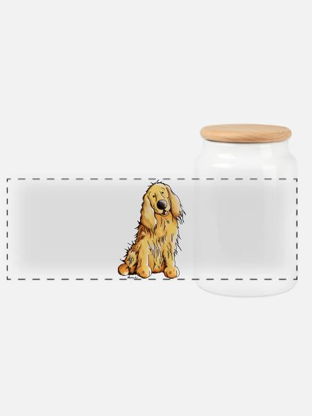 Happy Cocker Spaniel - Panorama Keksdose mit Holzdeckel - Weiß