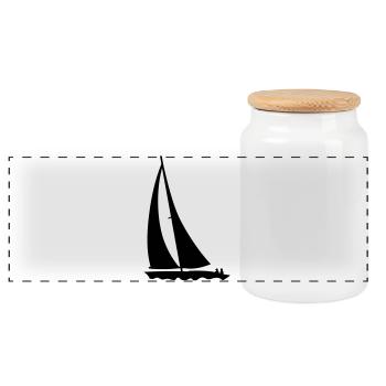voile - Boîte à biscuits avec couvercle en bois - blanc - Devant