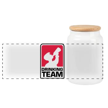 party logo drinking team - Panorama Keksdose mit Holzdeckel - Weiß - Vorne