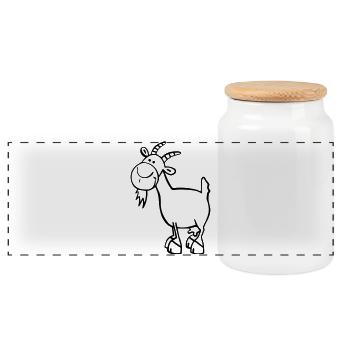 Funny Goat - Panoramic Cookie Jar with Wooden Lid - white - Front