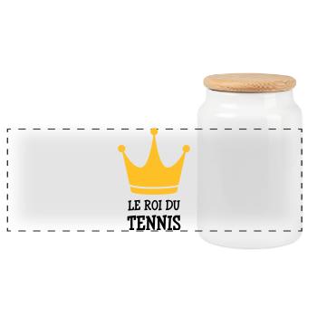 Tennis - Sport - Ball - Player - Game - Sportsman - Boîte à biscuits avec couvercle en bois - blanc - Devant