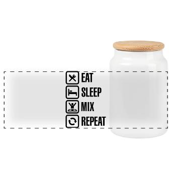 Eat Sleep Mix repeat - Panorama Keksdose mit Holzdeckel - Weiß - Vorne