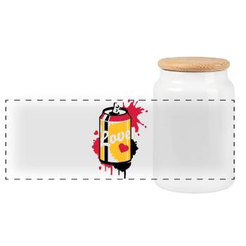 opened soda can in graffiti style - Panoramic Cookie Jar with Wooden Lid - white - Front